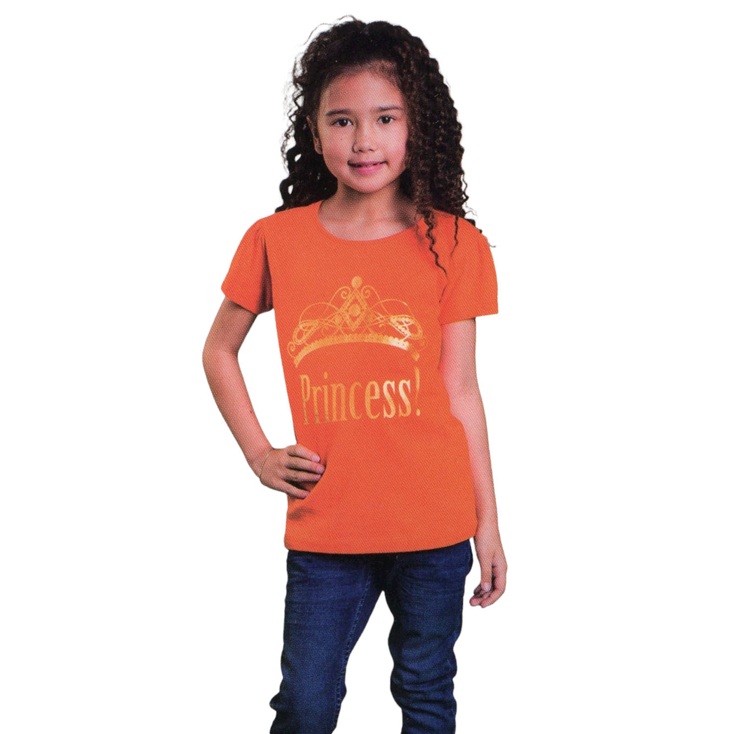 Oranje Meisjes T-shirt - Princess! - Voor Koningsdag - Holland - Maat: 86/92