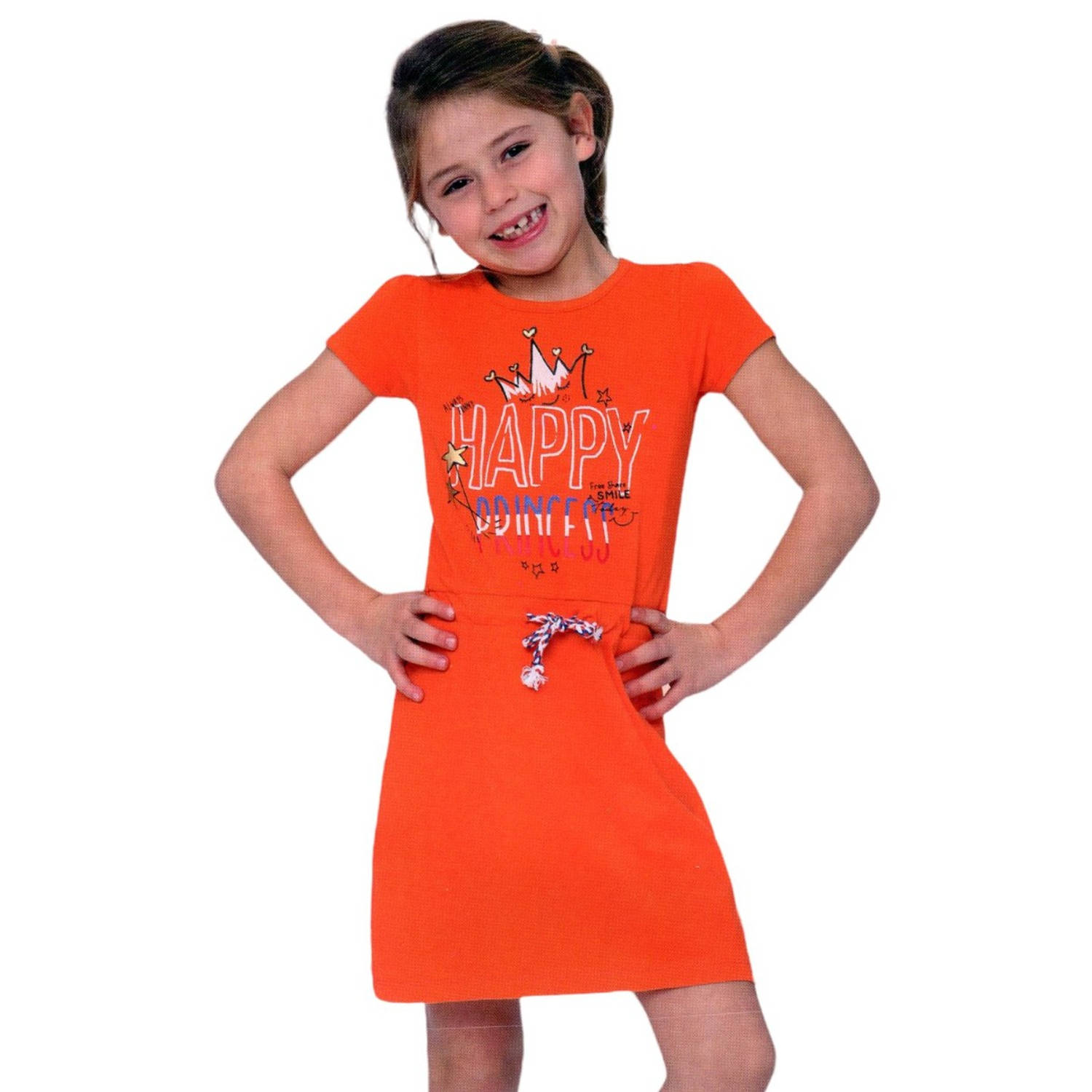 Fonetiek Terughoudendheid Fabel Oranje Meisjes T-shirt Jurk - Happy Princess - Voor Koningsdag - Holland -  Maat: 134/140 | Blokker