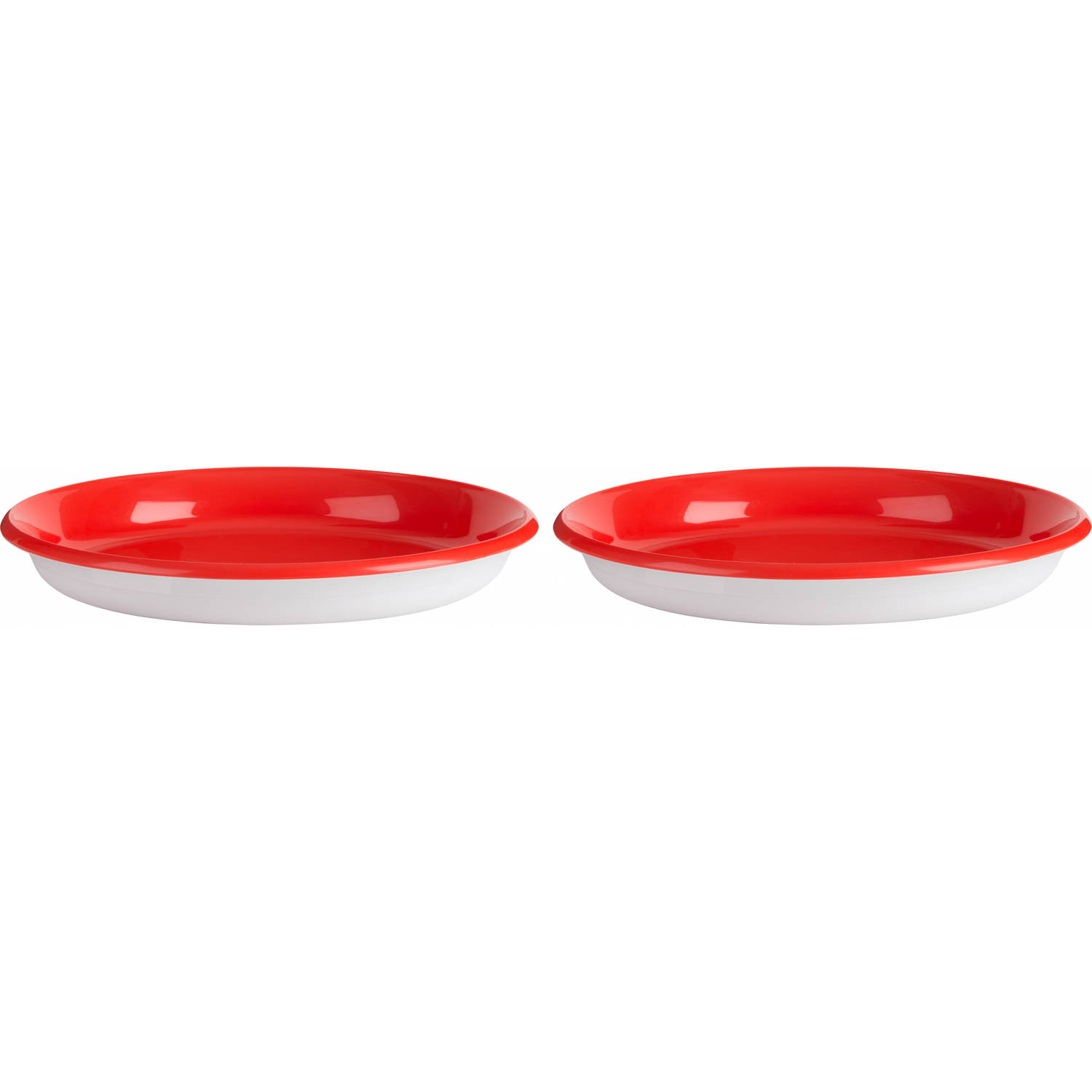 Trudeau borden Leon plat 21 cm polypropyleen rood/wit 2 stuks