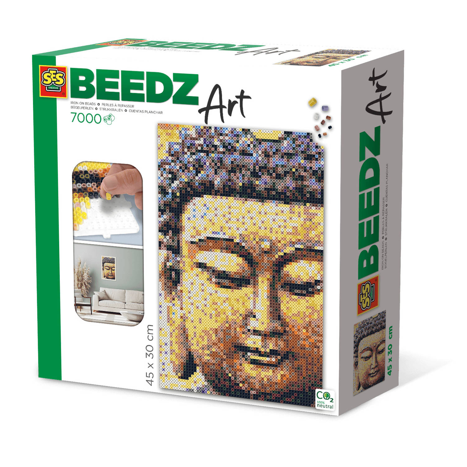 SES strijkkraalkunstwerk Beedz Art boeddha 30 x 45,5 cm 9 delig