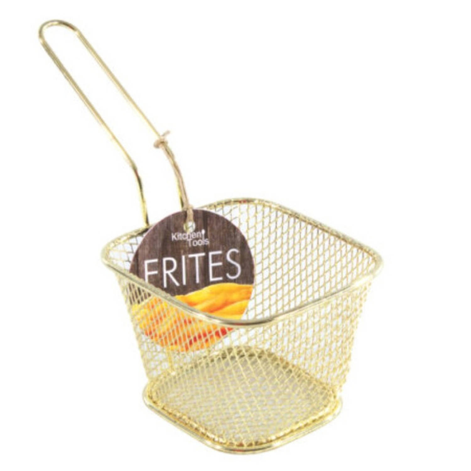 Gouden patat/snack serveermandjes/frietmandjes 10 cm - Serveerschalen