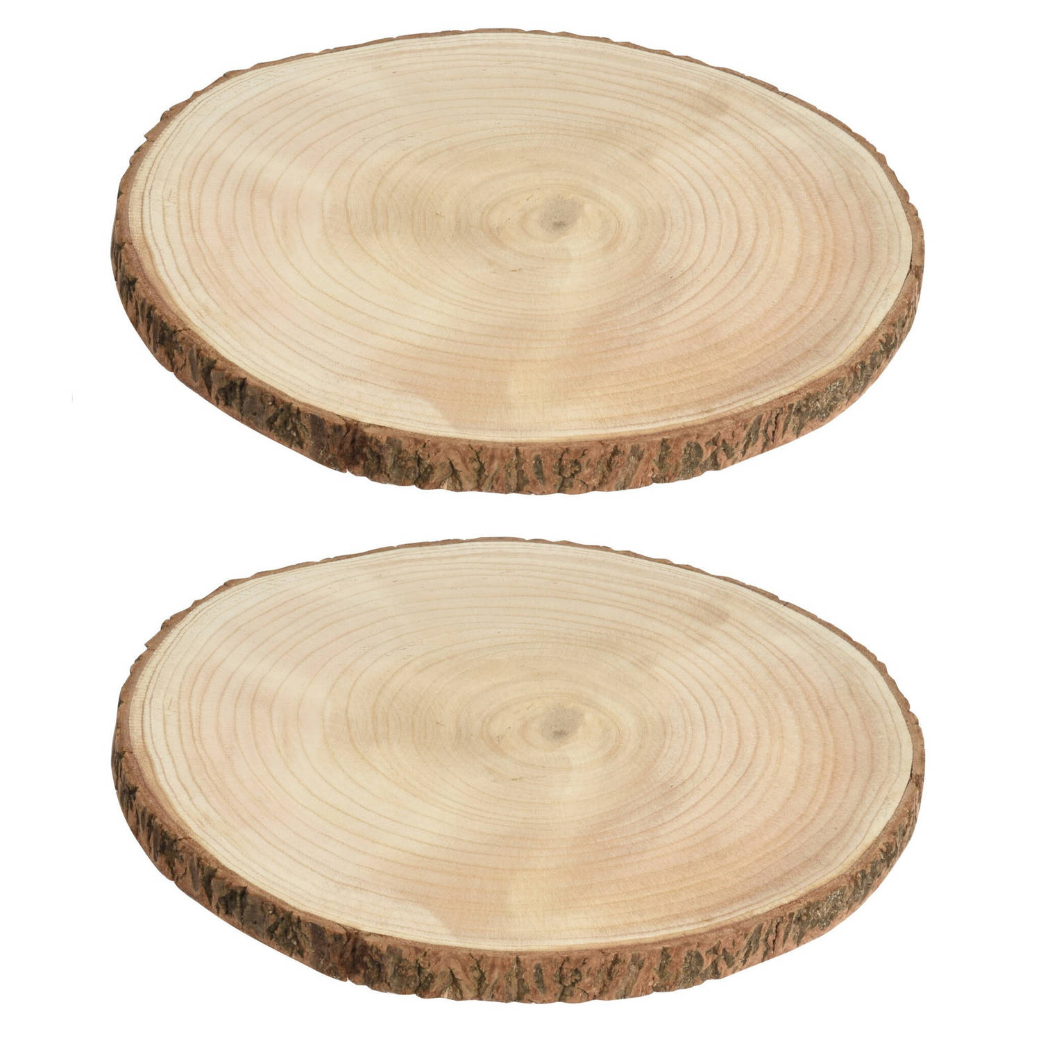 Leven van Vroegst Beheren 2x stuks houten decoratie boomschors boomschijven D26 cm - Houten  knutselstokjes | Blokker