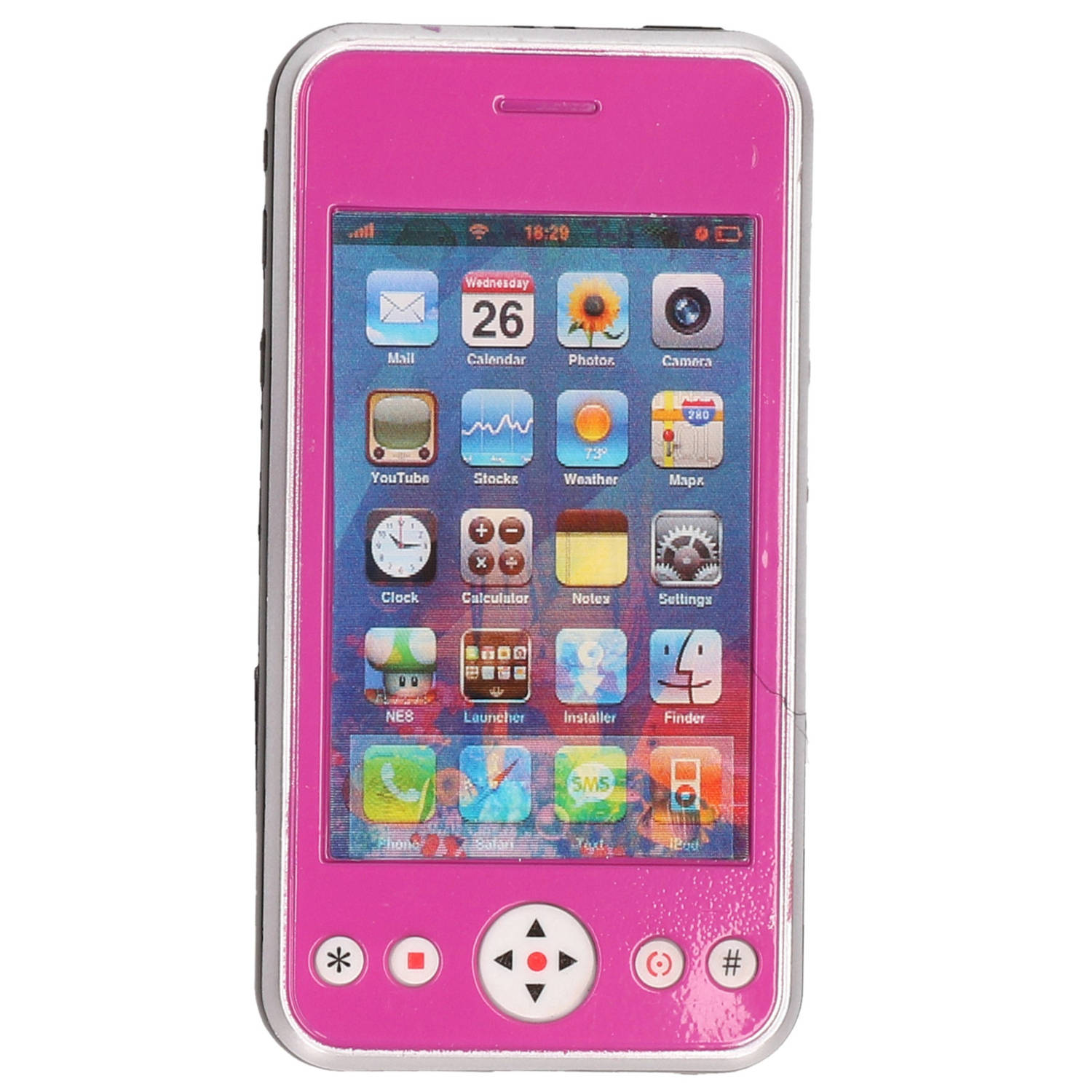 Speelgoed Smartphone-mobiele Telefoon Roze Met Licht En Geluid 11 Cm Speelgoedtelefoons