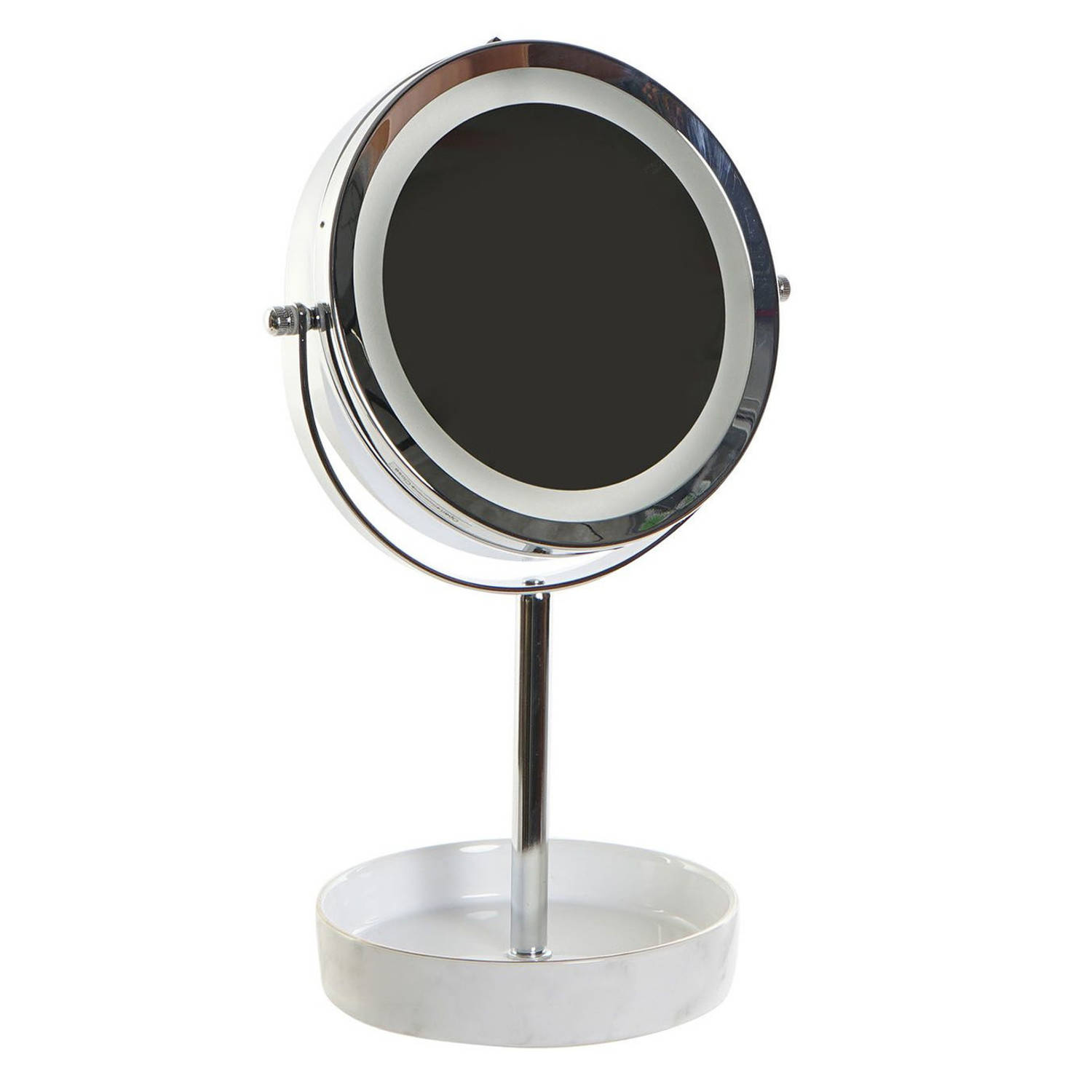 Luxe Badkamerspiegel-Make-up Spiegel Met Led Verlichting Rond Zilver Metaal D15 X H33 Cm Make-up Spi