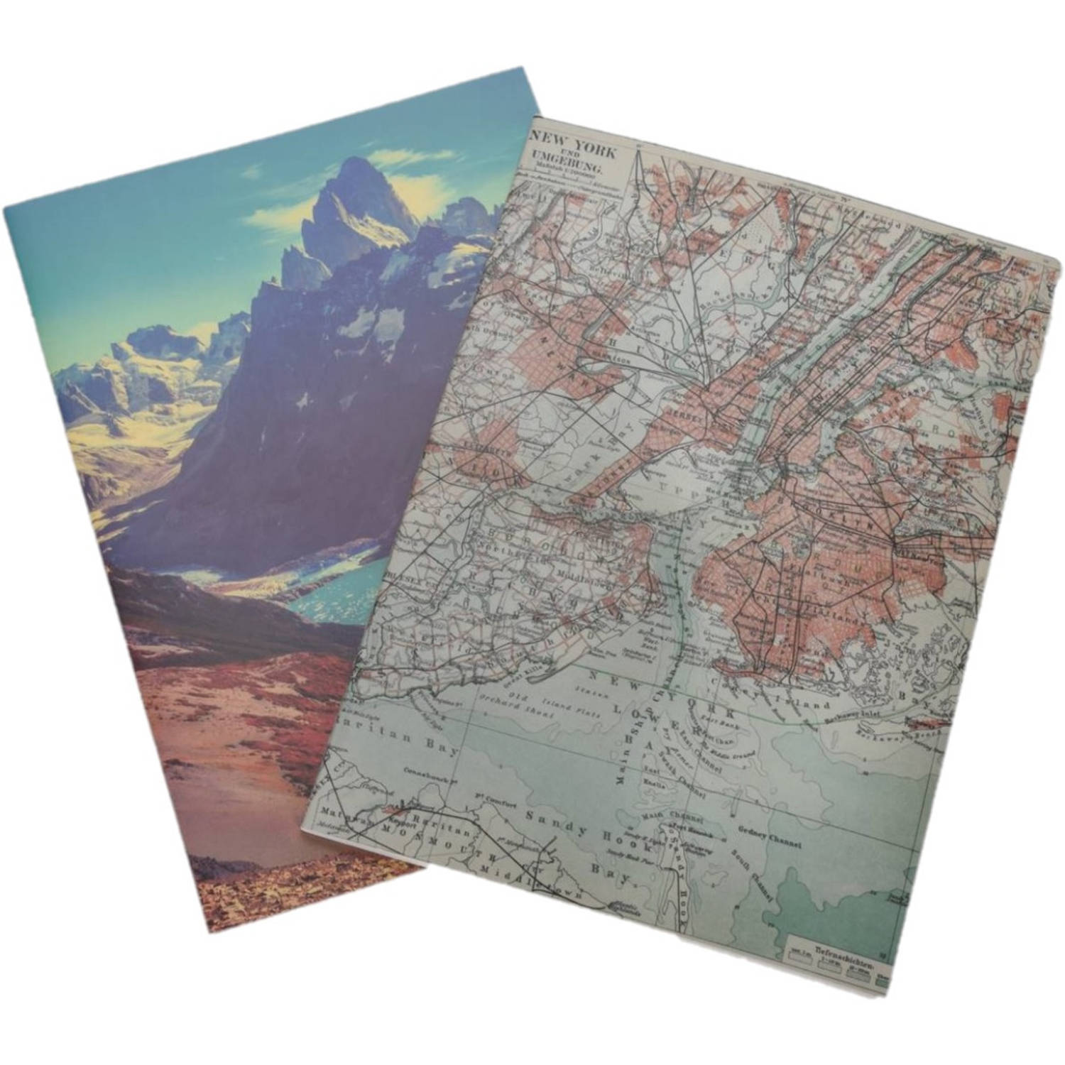 2x Notitieschriften-notitieboekjes Aarde-landkaart B5 Formaat 18x25 Cm 80 Bladzijdes Notitieboek