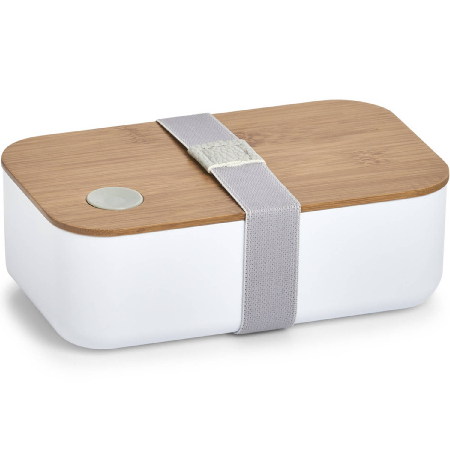 Lunchbox-broodbox 2-vaks Wit-naturel Bamboe 19 X 7 Cm Lunchboxen
