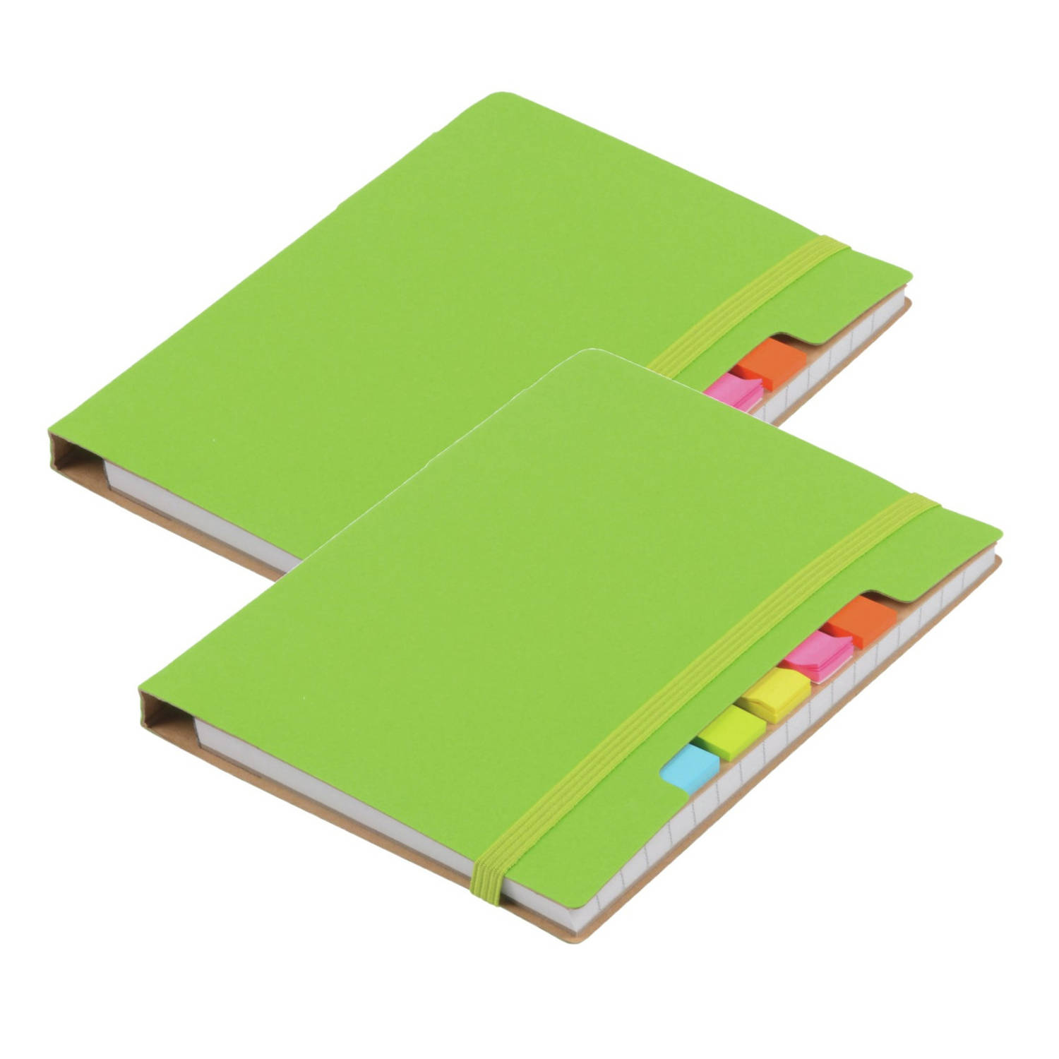Pakket Van 2x Stuks Schoolschriften-notitieboeken A6 Harde Kaft Gelinieerd Groen Notitieboek