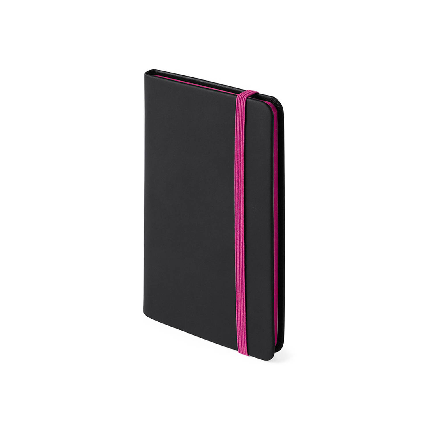 Notitieboekje met roze elastiek pu-leer kaft 9 x 14 cm - Notitieboek