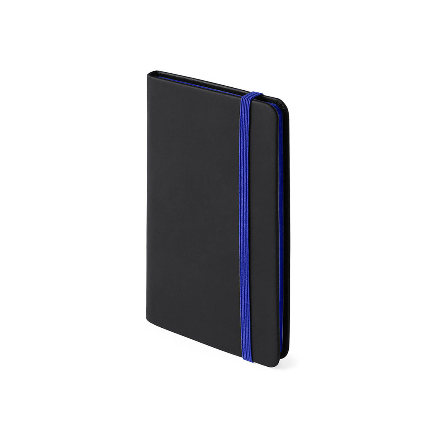 Notitieboekje met blauw elastiek pu-leer kaft 9 x 14 cm - Notitieboek
