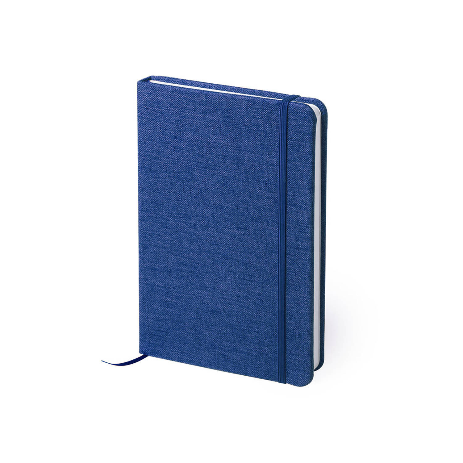 Notitieboekje Gelinieerd Canvas Kaft Blauw Met Elastiek 13 X 18 Cm - Notitieboek