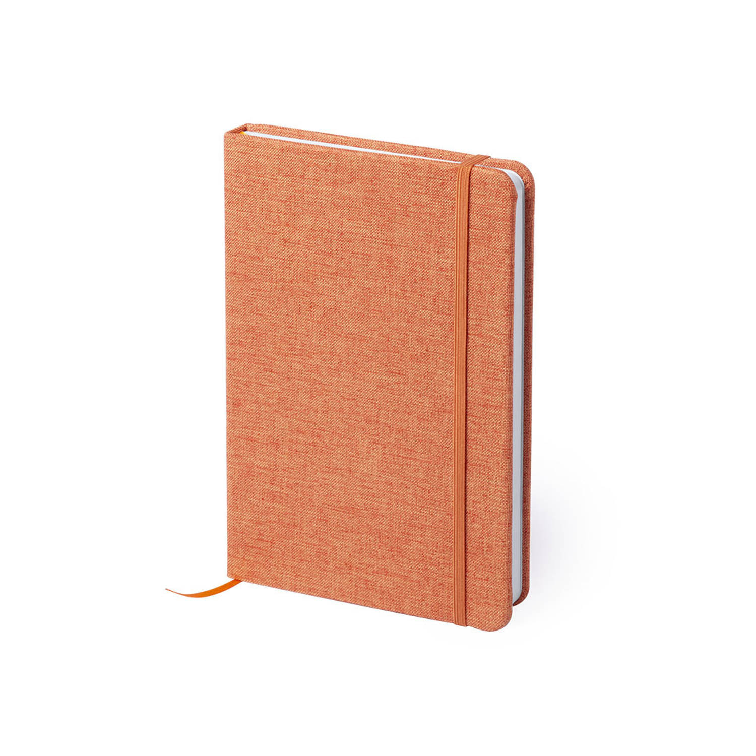 Notitieboekje Gelinieerd Canvas Kaft Oranje Met Elastiek 13 X 18 Cm - Notitieboek