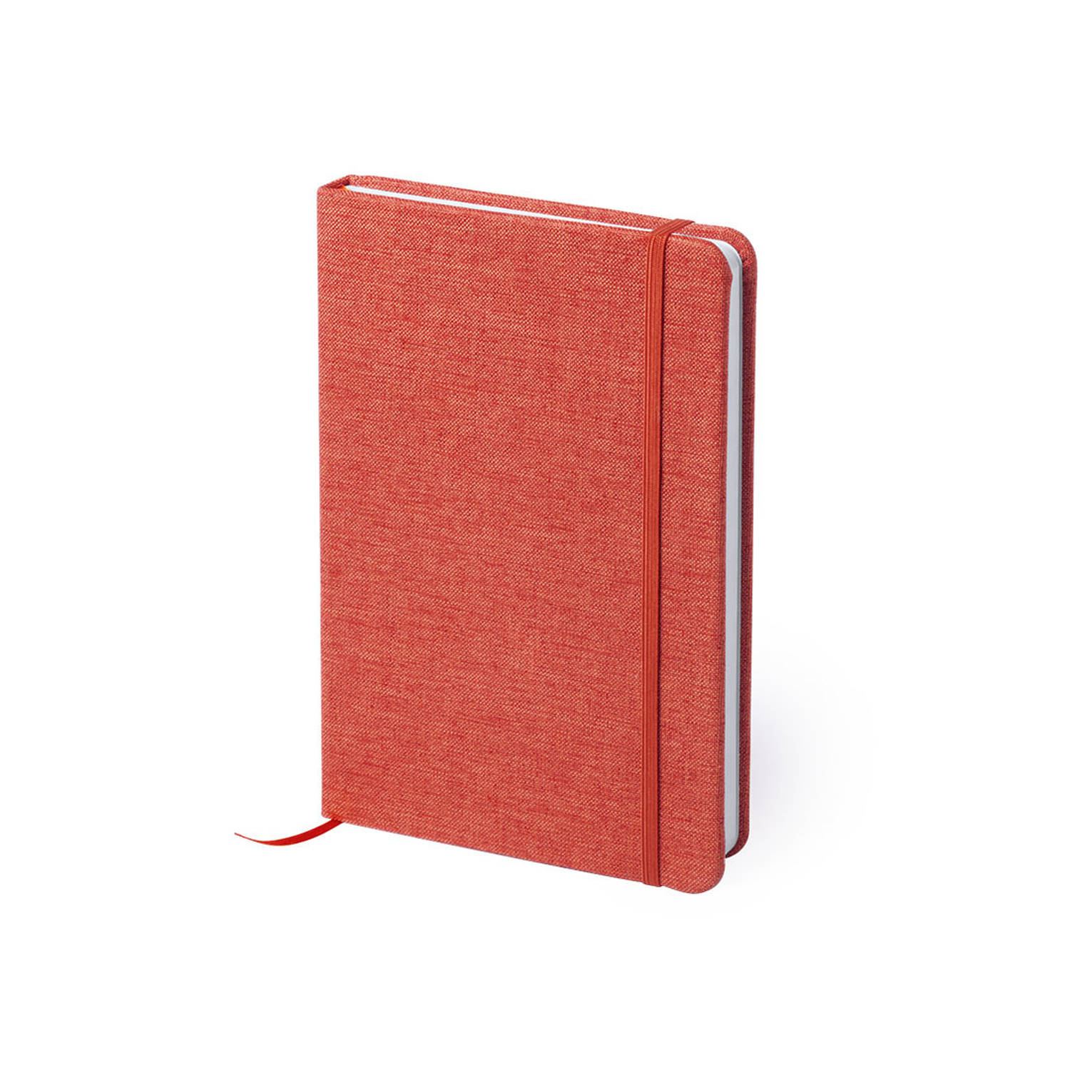 Notitieboekje gelinieerd canvas kaft rood met elastiek 13 x 18 cm - Notitieboek