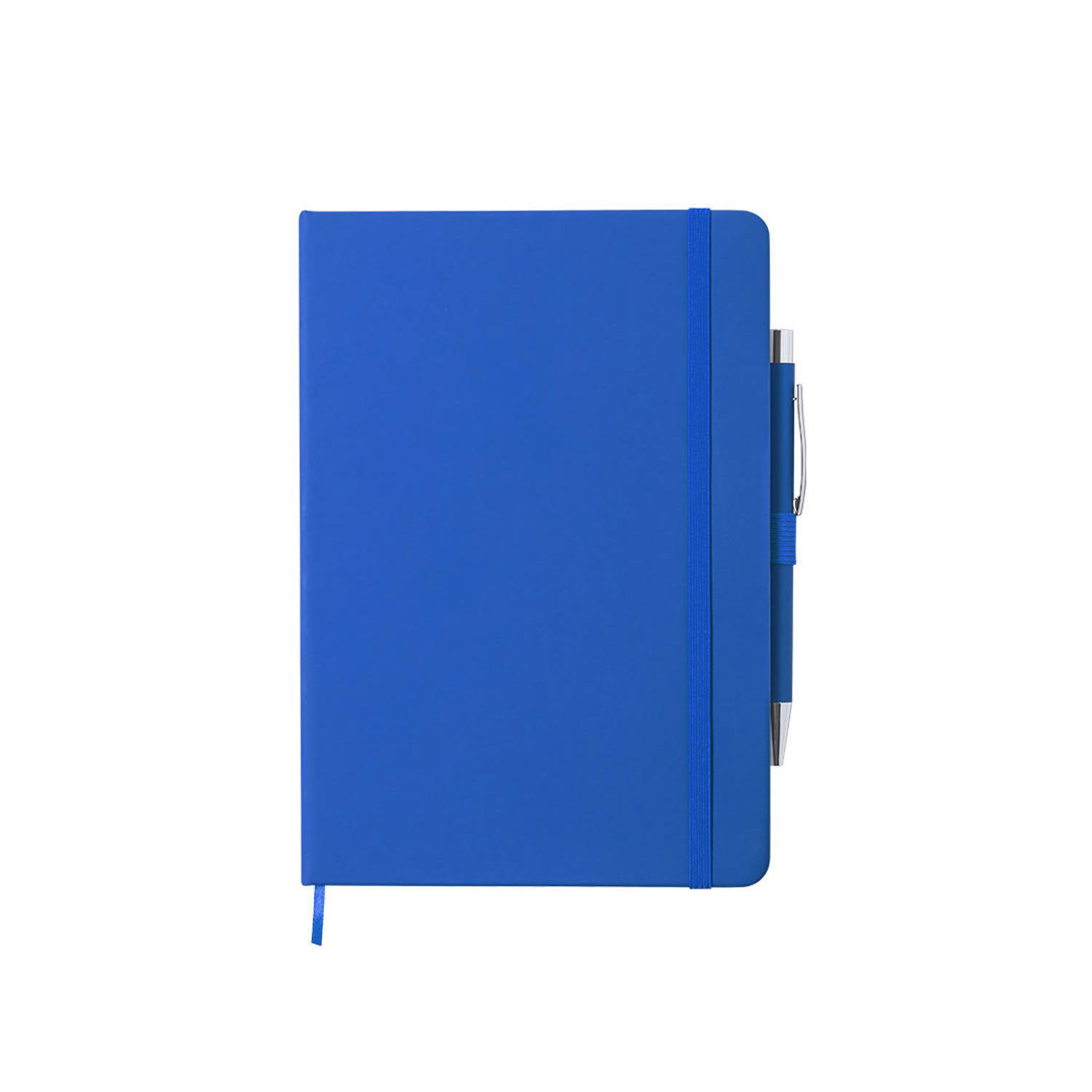 Luxe notitieboekje gelinieerd blauw met elastiek en pen A5 formaat - Notitieboek