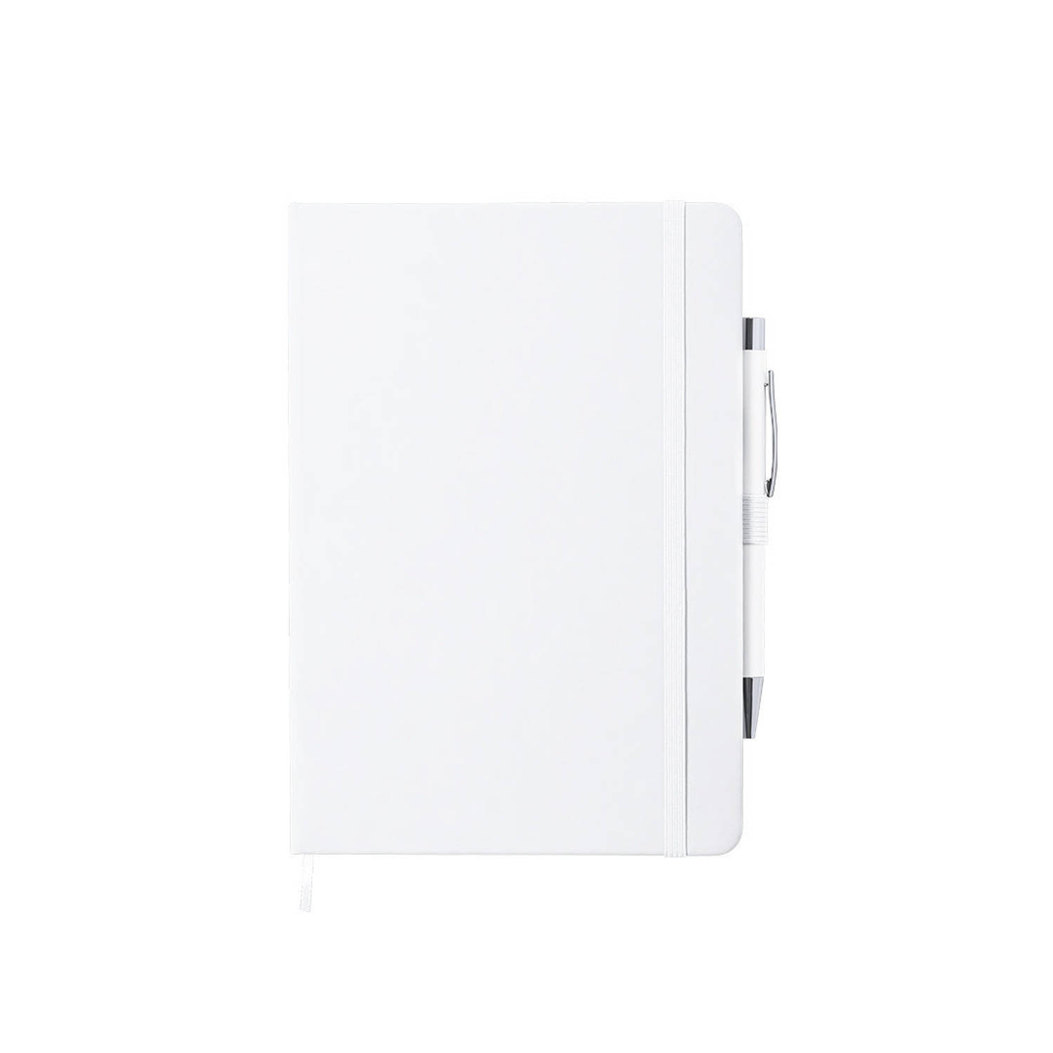 Luxe notitieboekje gelinieerd wit met elastiek en pen A5 formaat - Notitieboek