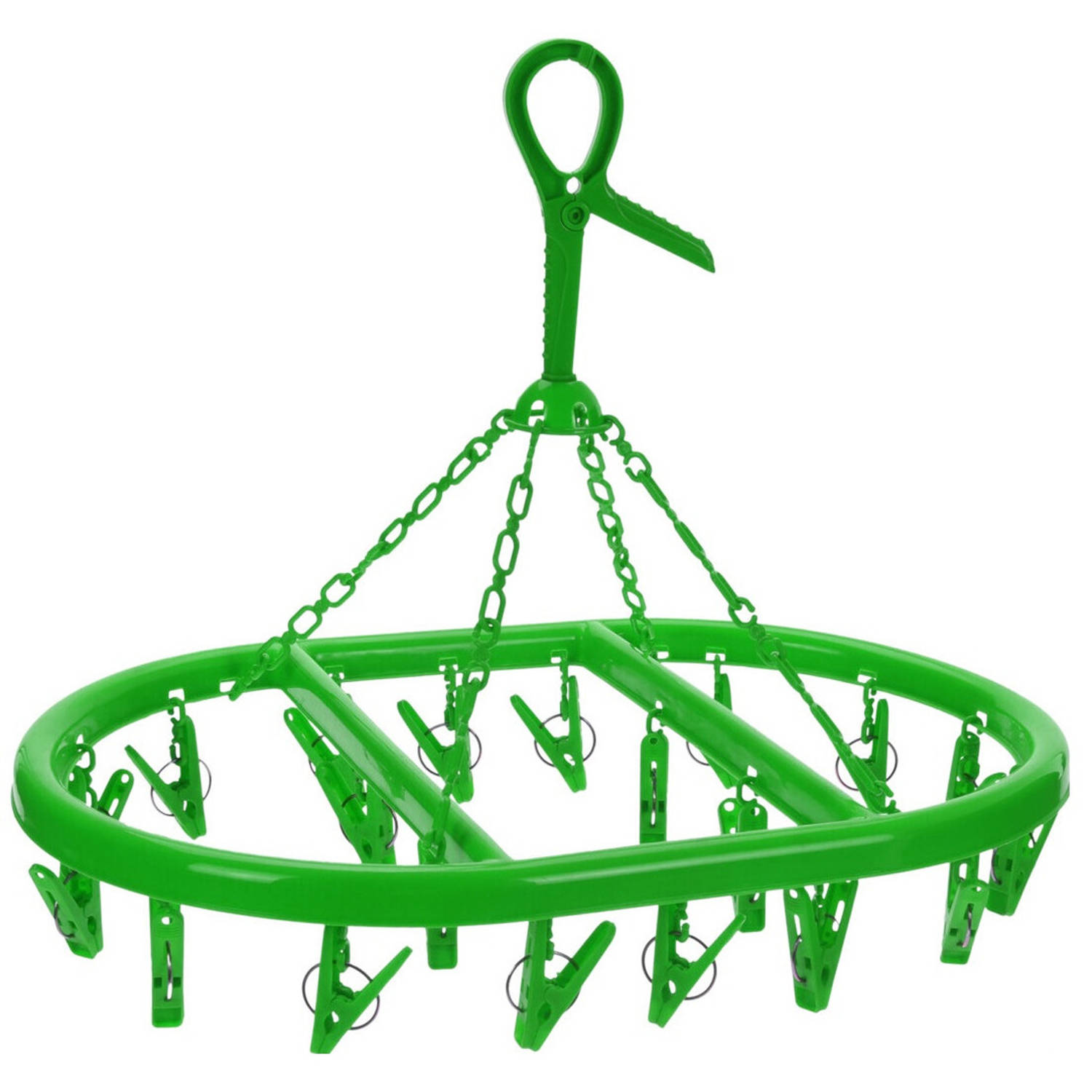 Droogcarrousel/droogmolen groen met 20 knijpers 33 x 50 cm - Hangdroogrek
