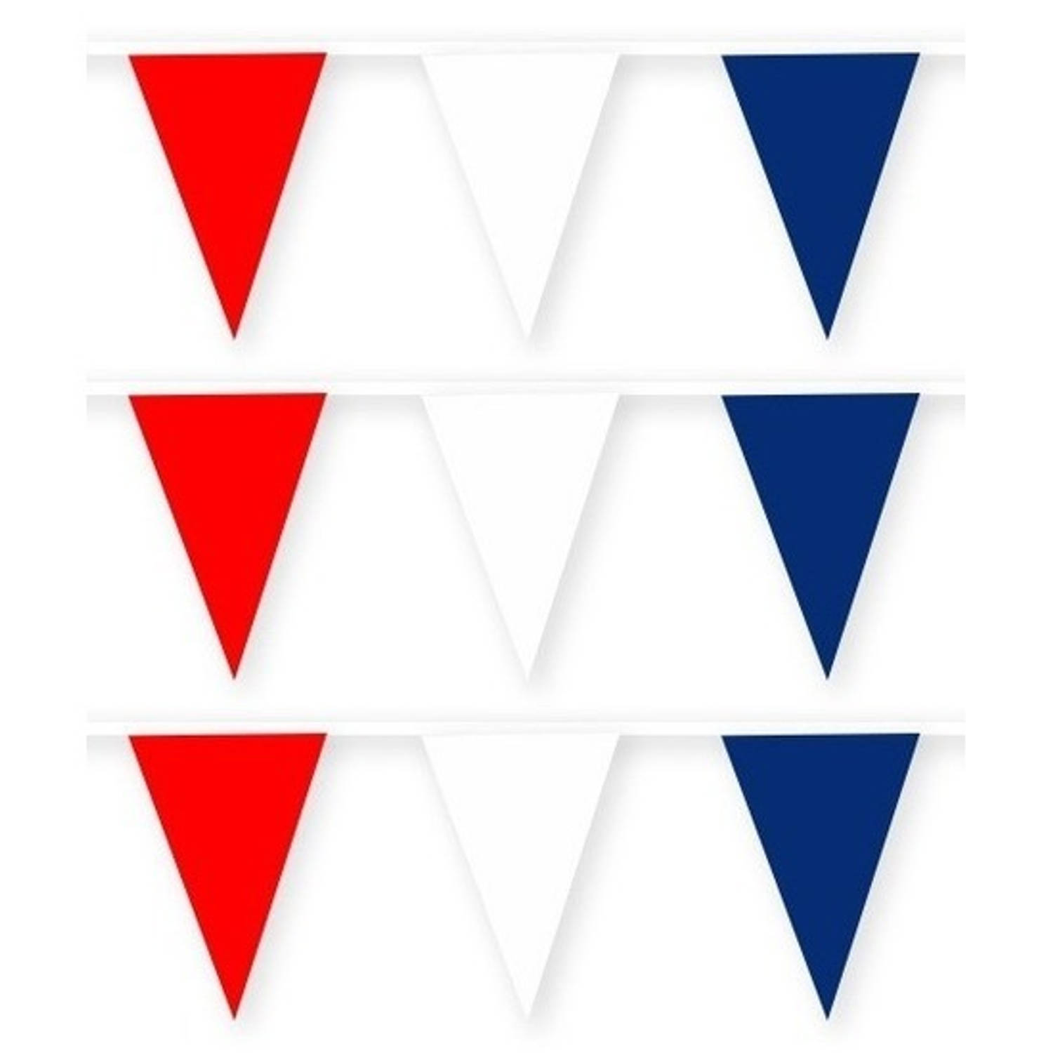 3x Rode-witte-blauwe Stoffen Vlaggenlijnen-slingers 10 Meter Vlaggenlijnen