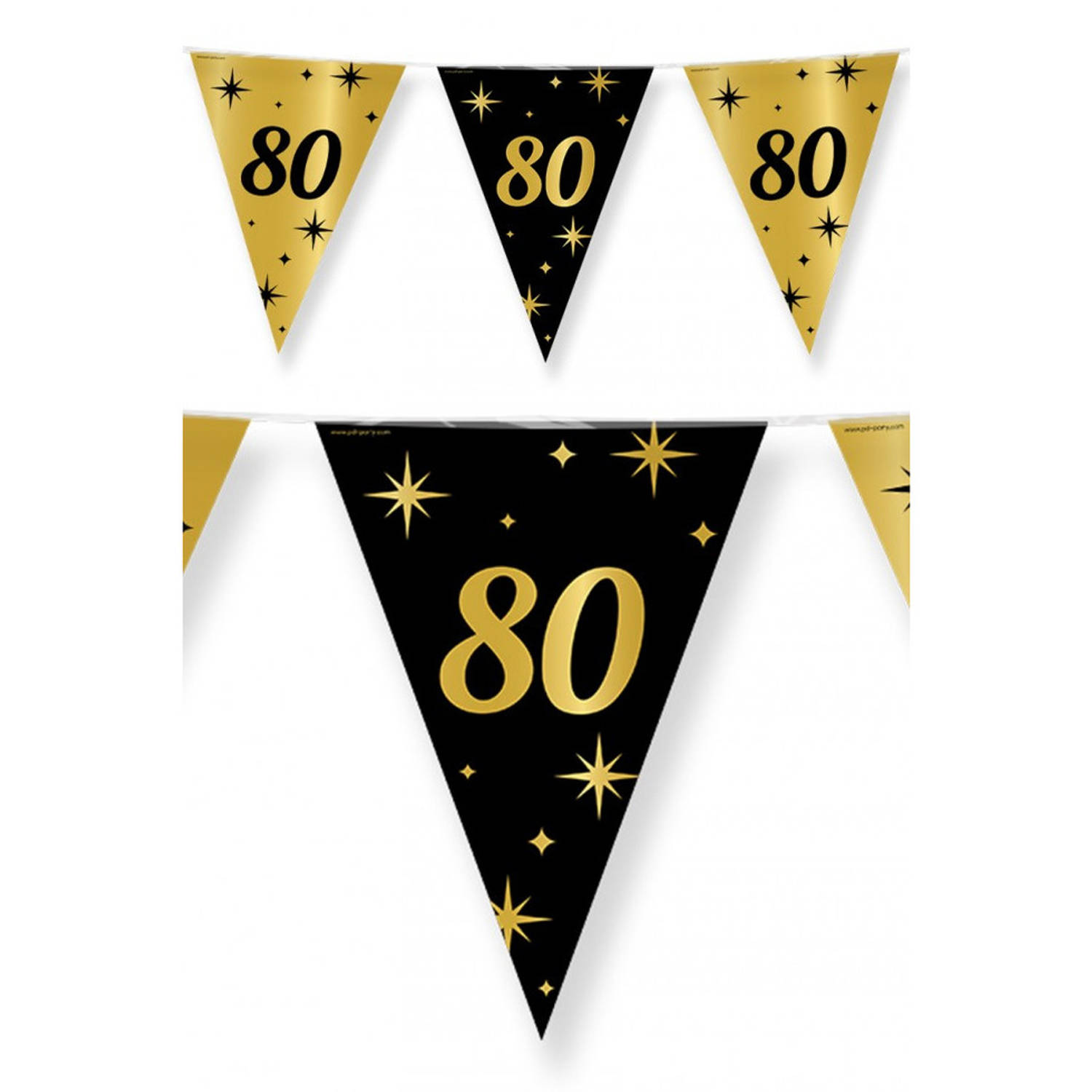 Pest Stoffig Vaak gesproken Leeftijd verjaardag feest vlaggetjes 80 jaar geworden zwart/goud 10 meter -  Vlaggenlijnen | Blokker