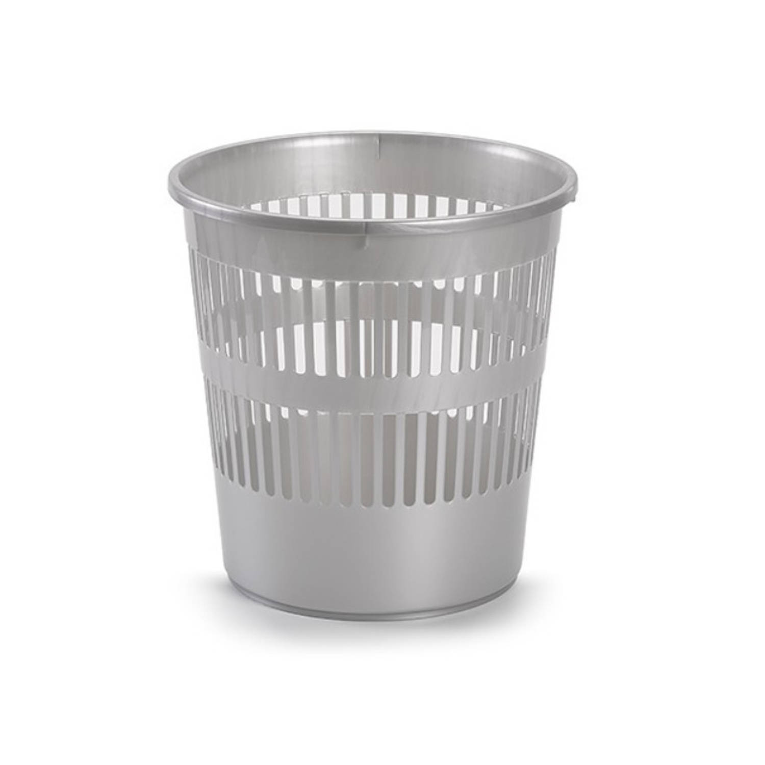 Afvalbak-vuilnisbak-kantoorprullenbak Plastic Zilver-grijs 28 Cm Prullenmanden