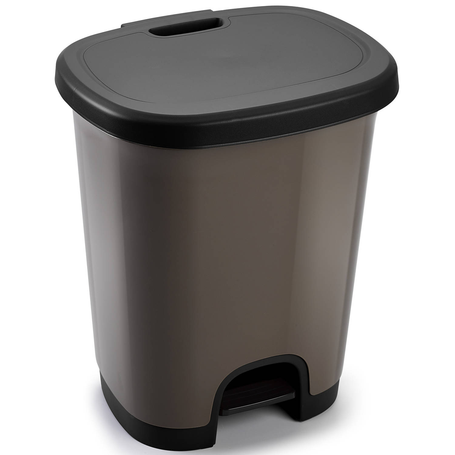 Afvalemmer-vuilnisemmer-pedaalemmer 18 Liter In Het Taupe-zwart Met Deksel En Pedaal Pedaalemmers