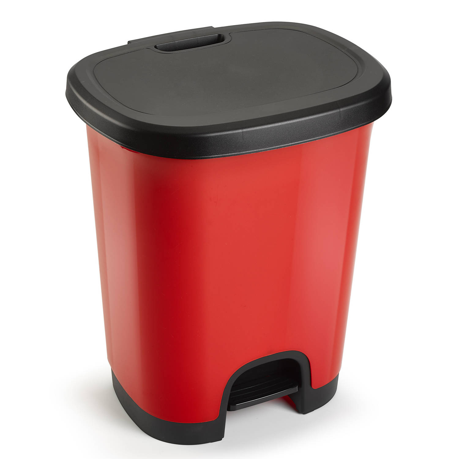 Afvalemmer-vuilnisemmer-pedaalemmer 18 Liter In Het Rood-zwart Met Deksel En Pedaal Pedaalemmers