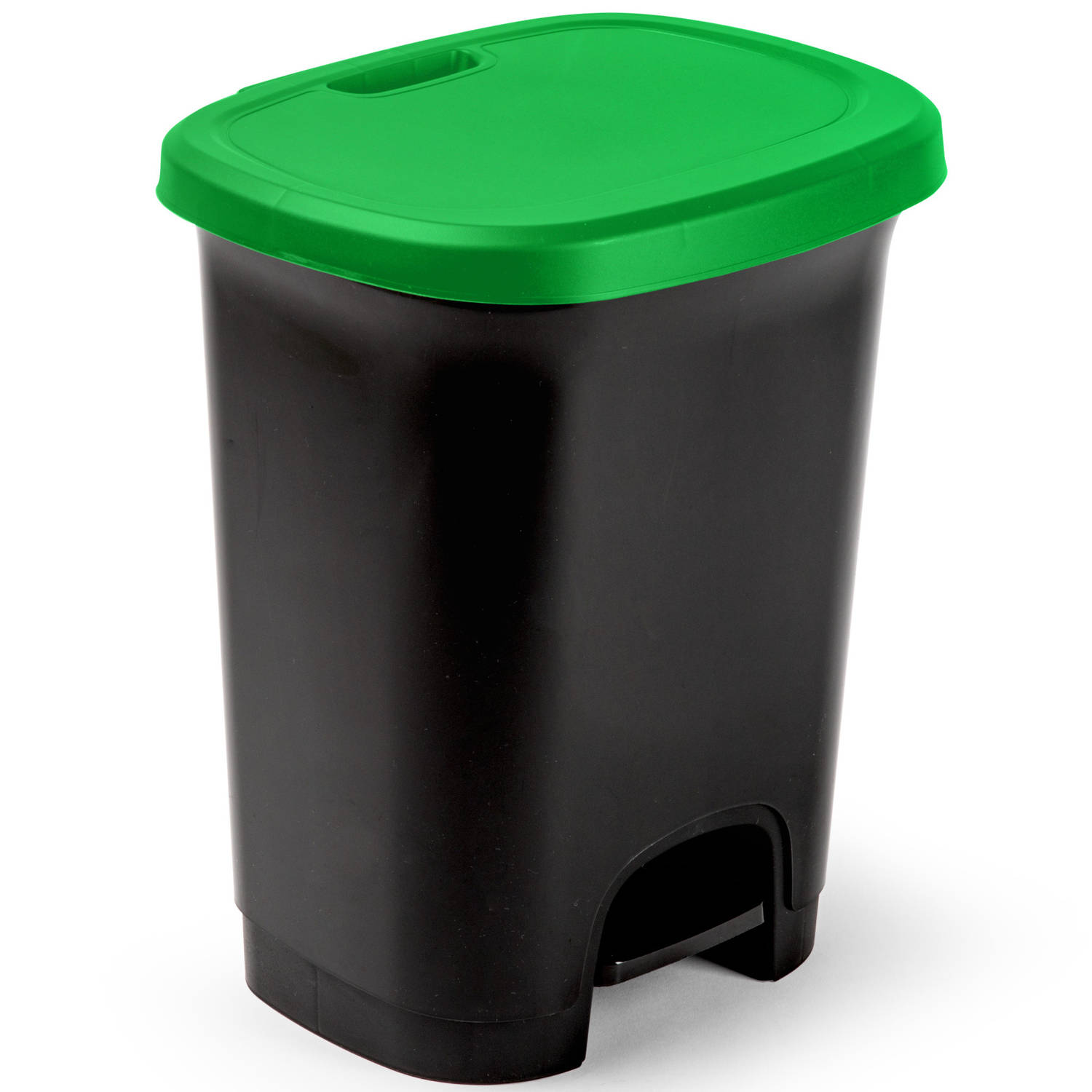 Afvalemmer-vuilnisemmer-pedaalemmer 27 Liter In Het Zwart-groen Met Deksel En Pedaal Pedaalemmers