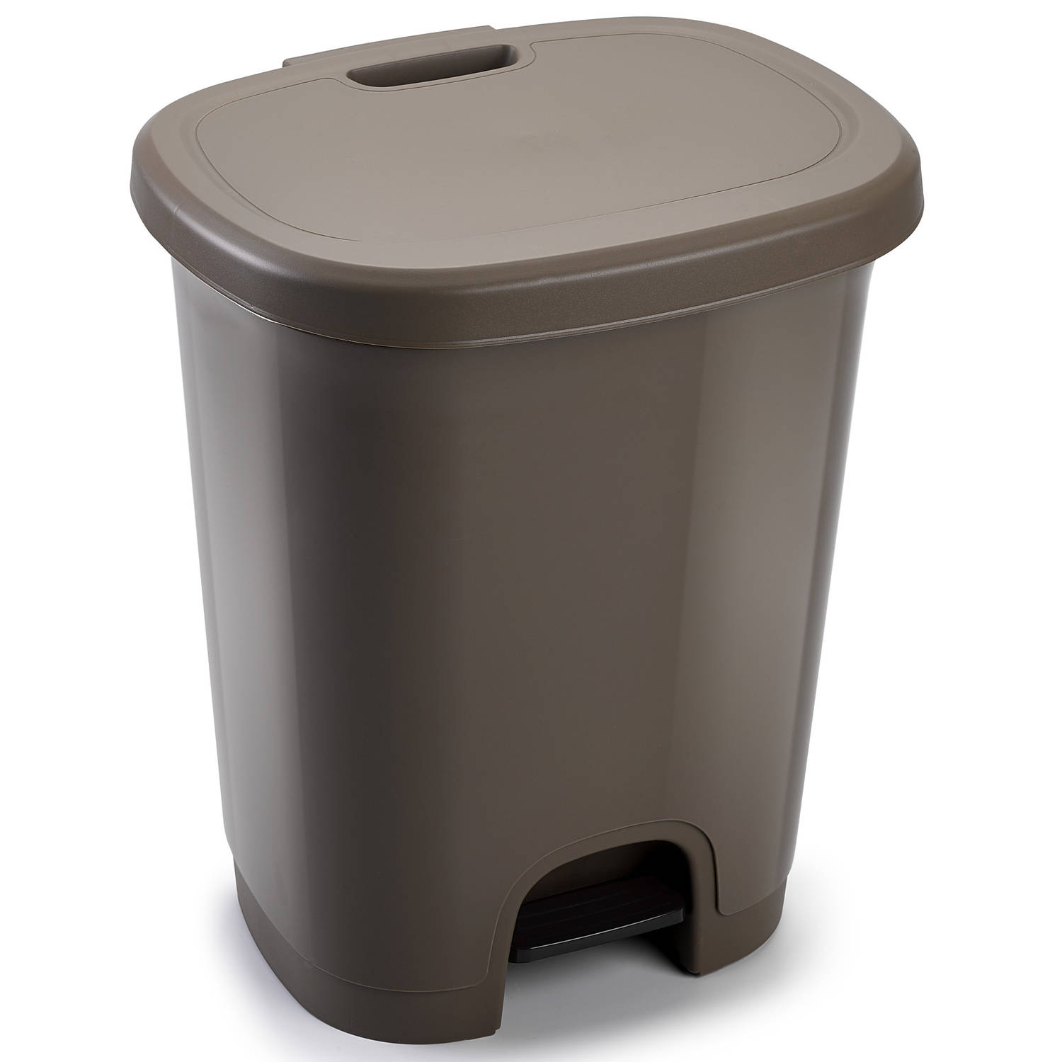 Afvalemmer/vuilnisemmer/pedaalemmer 18 liter in het taupe met deksel en pedaal - Pedaalemmers