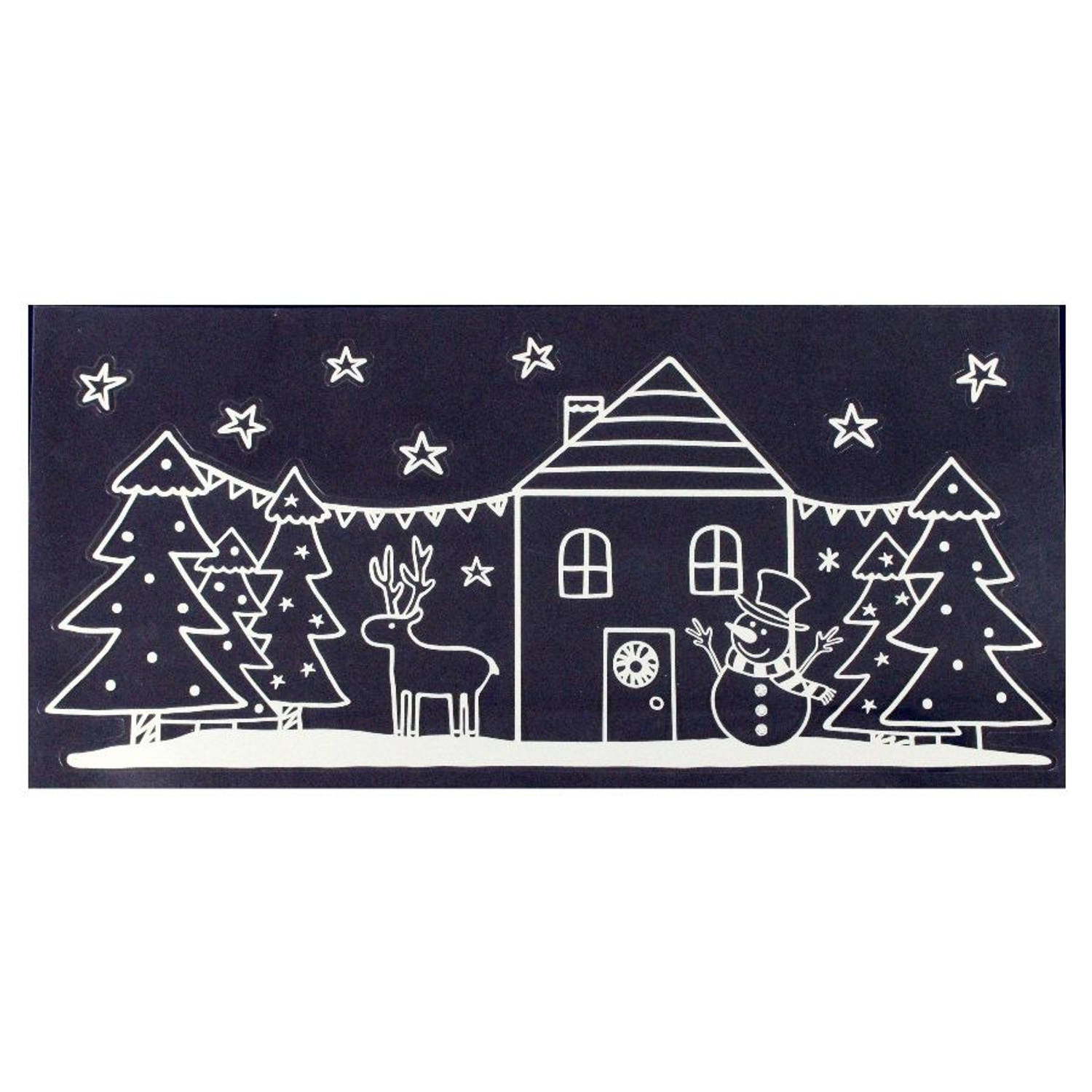 1x stuks velletjes kerst glitter raamstickers 49 cm - Raamversiering/raamdecoratie stickers kerstversiering