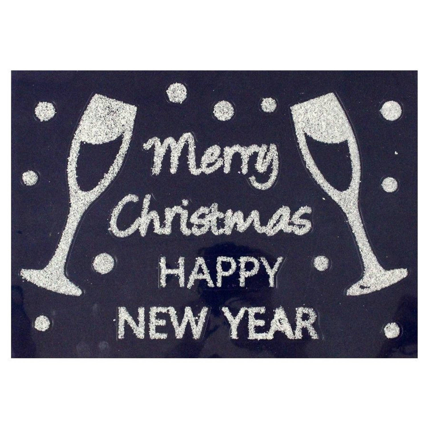 1x stuks velletjes kerst glitter raamstickers Merry Christmas 40 cm - Raamversiering/raamdecoratie stickers kerstversiering