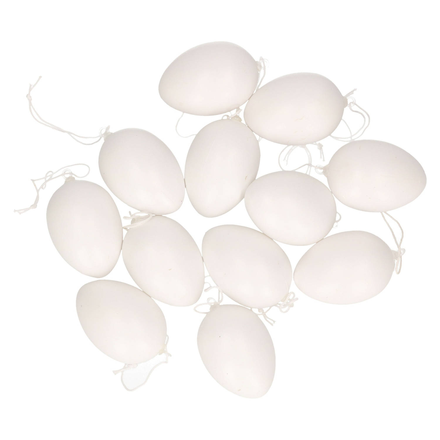 12x Diy Plastic-kunststof Decoratie Eieren-paaseieren Wit 6 Cm Feestdecoratievoorwerp