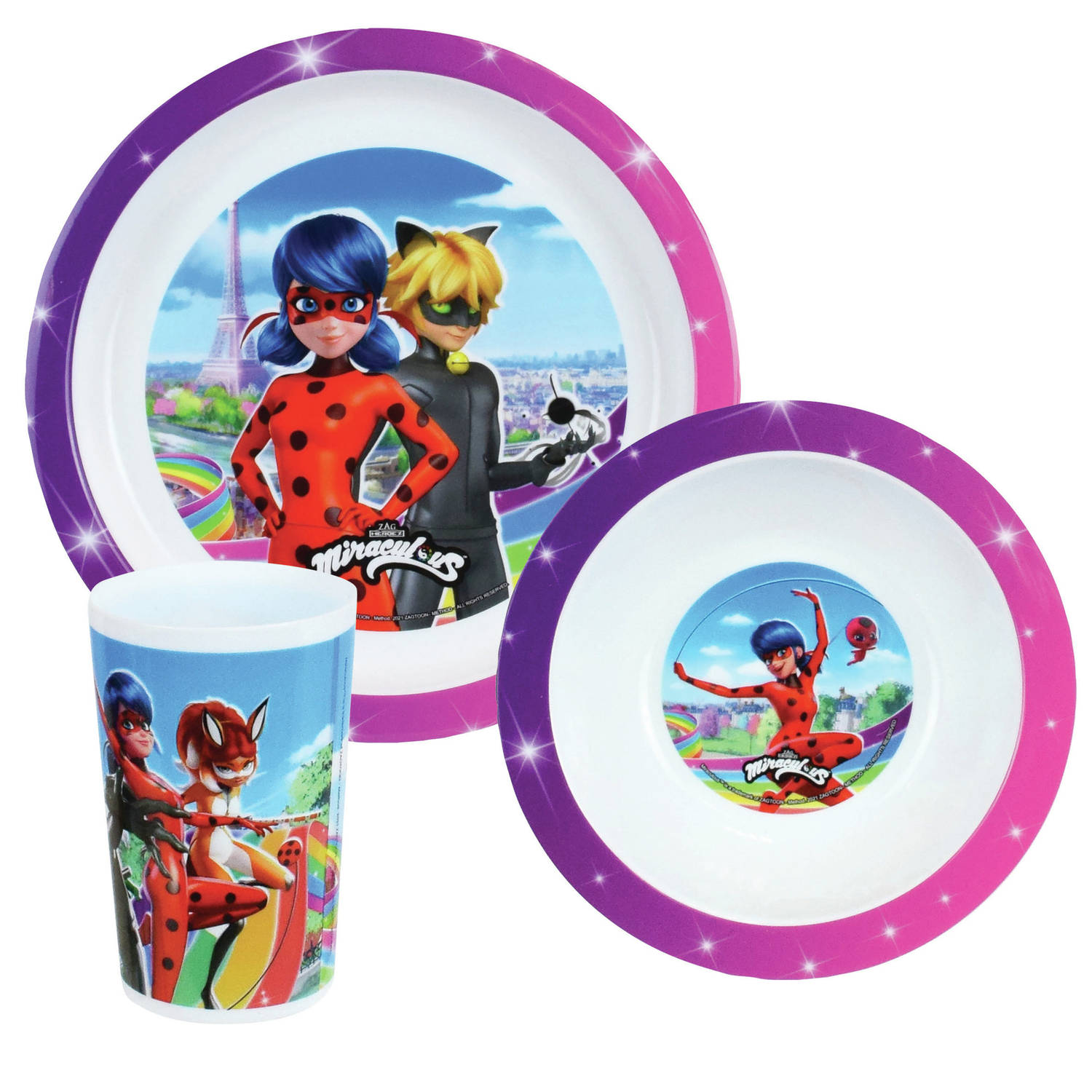 Kinder Ontbijt Set Disney Miraculous Ladybug 3-delig Van Kunststof Serviessets