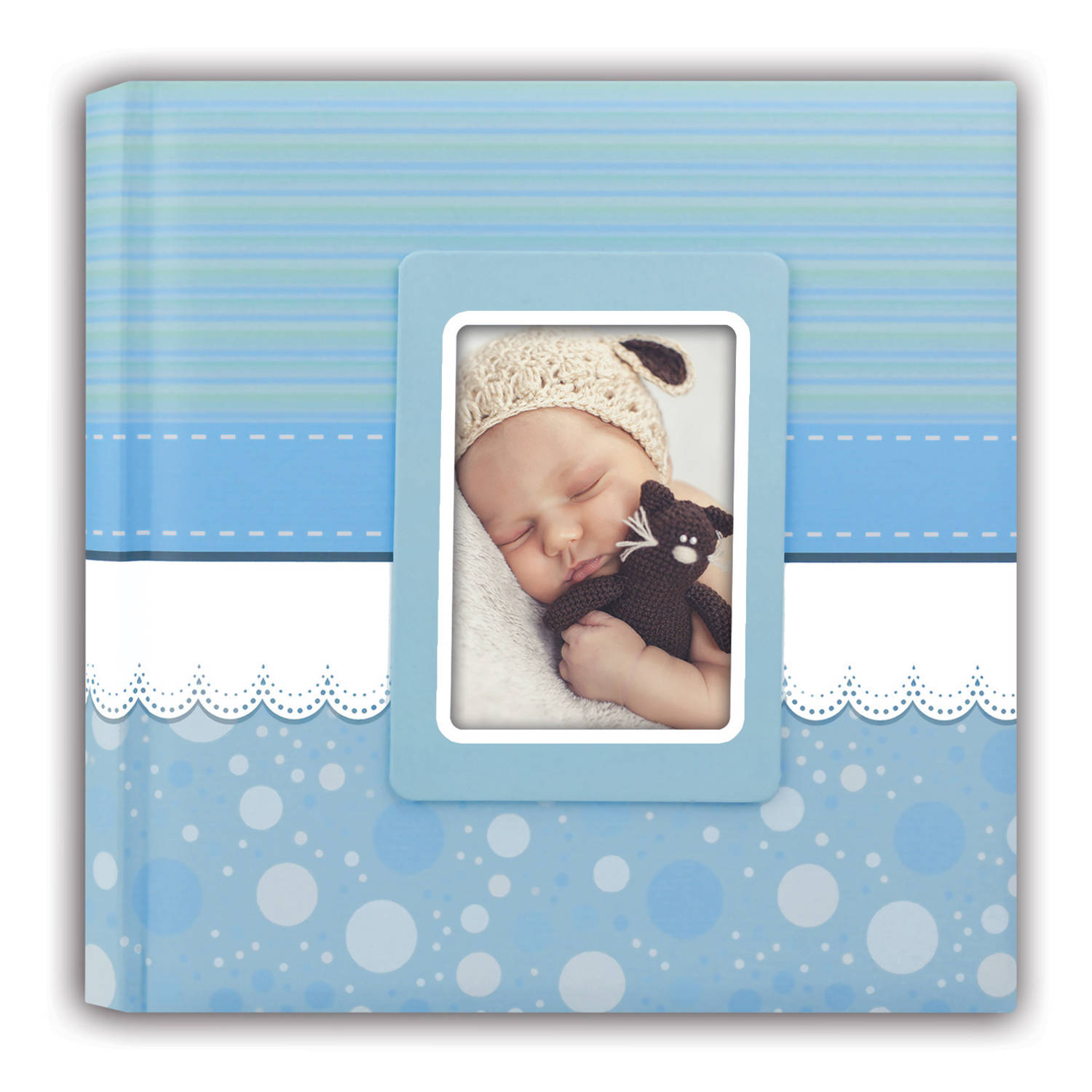 Fotoboek/fotoalbum Cinzia baby jongetje met 30 paginas blauw 31 x 31 x 3 cm - Fotoalbums