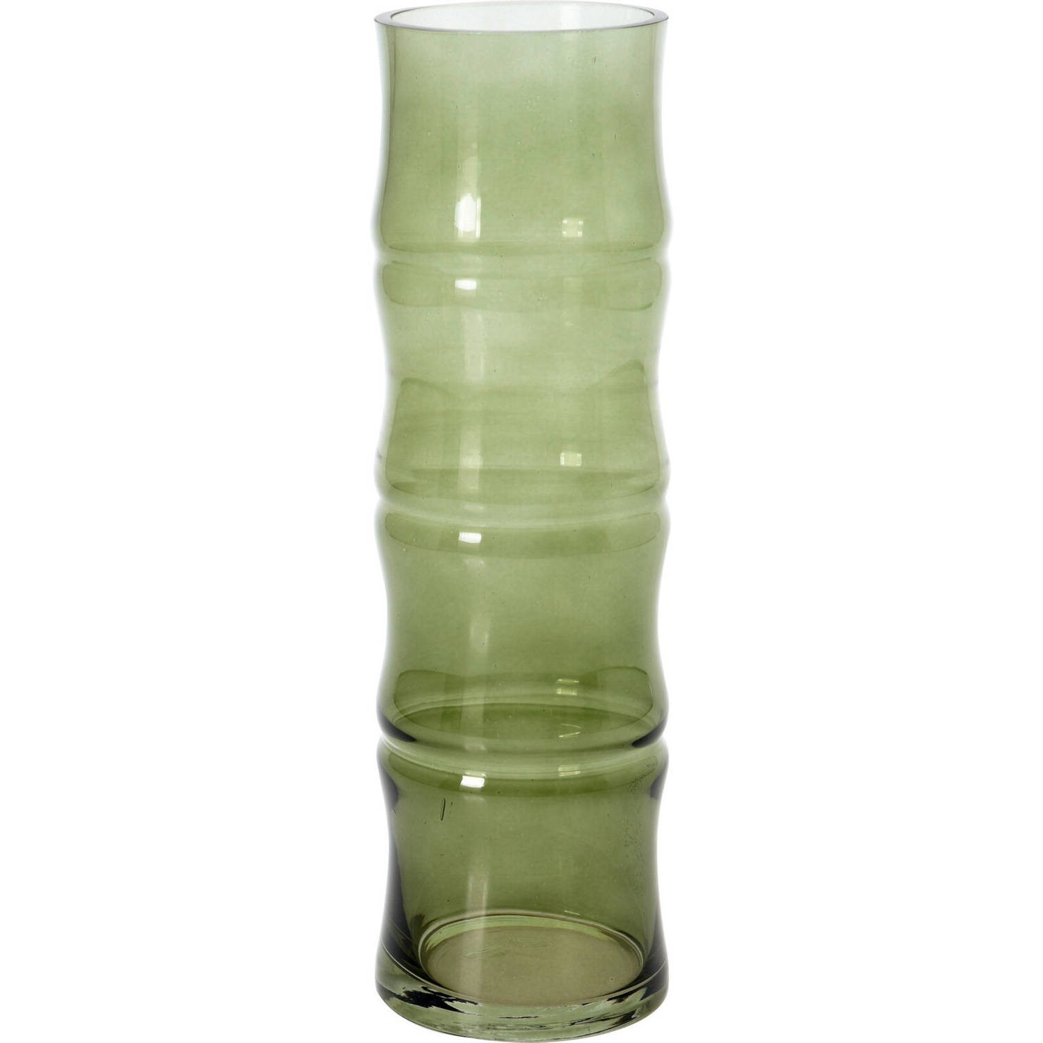 Lichtgroene glazen bamboe vaas/vazen 9 x 31 cm - Vazen