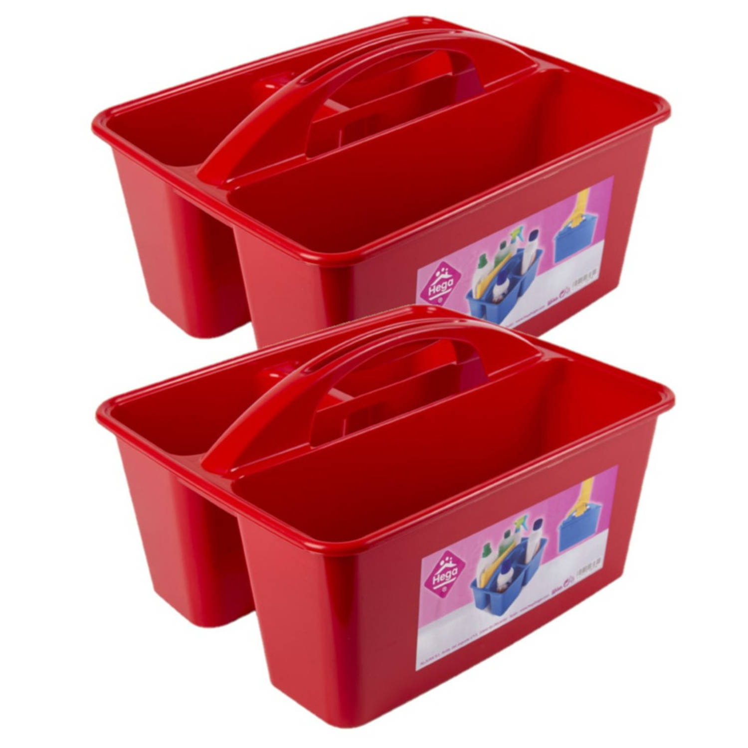 2x Stuks Rode Opbergbox-opbergdoos Mand Met Handvat 6 Liter Kunststof Opbergbox