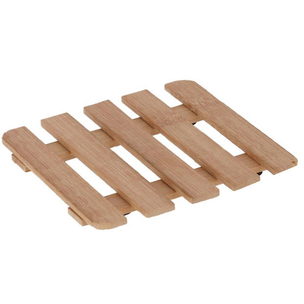 Set van 3x stuks pannenonderzetter van hout vierkant 15 x 15 cm - Panonderzetters