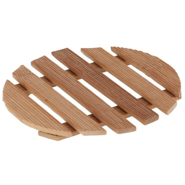 Set van 4x stuks pannenonderzetter van hout rond 15 x 15 cm - Panonderzetters