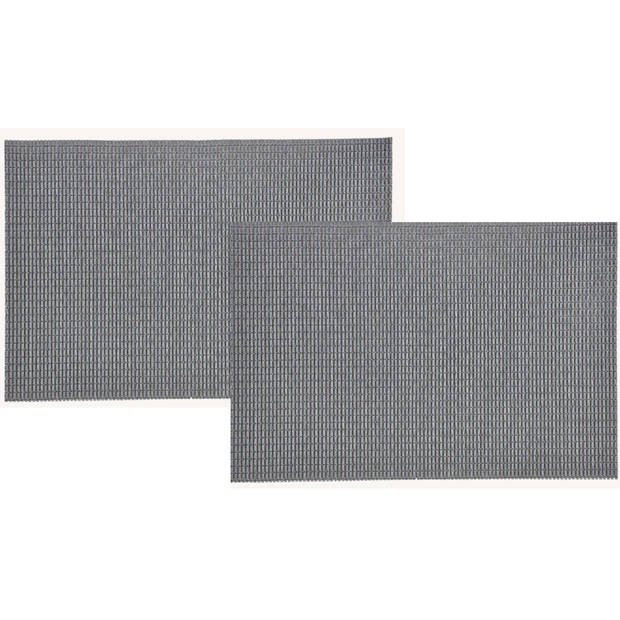 2x Rechthoekige placemats grijs kunststof 45 x 30 cm - Placemats