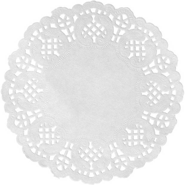 20x Bruiloft/trouwerij placemats wit 35 cm met kanten uitsnede - Placemats