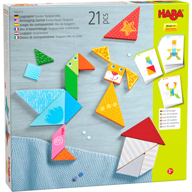 Haba vormenspel Tangrammix 21,9 x 21,9 cm hout 21-delig