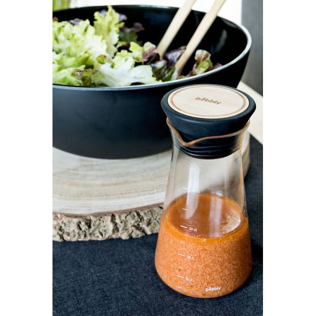 Pebbly - Salade Dressing Shaker - Glas - Zwart