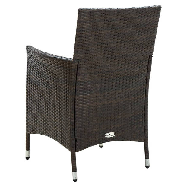 vidaXL Tuinstoelen 2 st met kussens poly rattan bruin