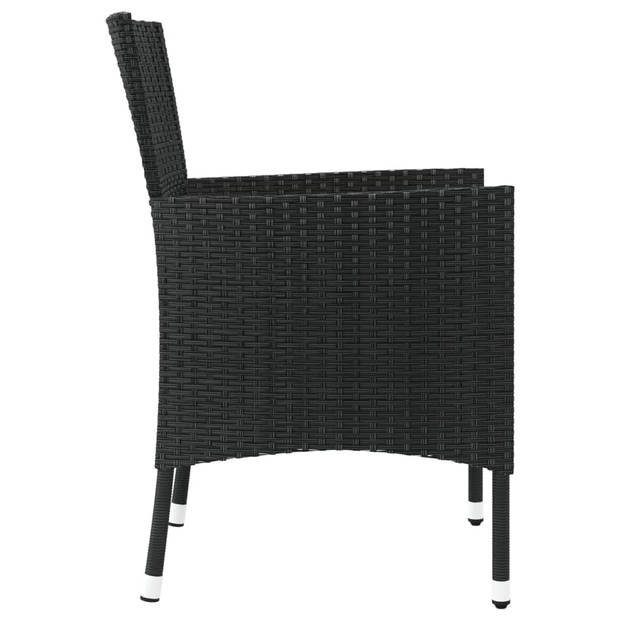 vidaXL Tuinstoelen 4 st met kussens poly rattan zwart