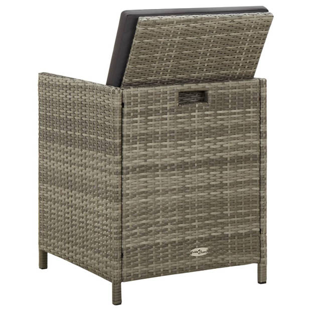 vidaXL Tuinstoelen 4 st met kussens poly rattan grijs