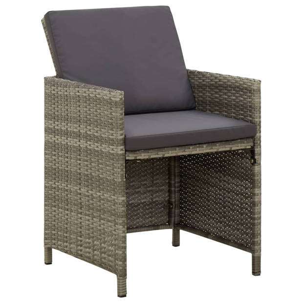 vidaXL Tuinstoelen 4 st met kussens poly rattan grijs