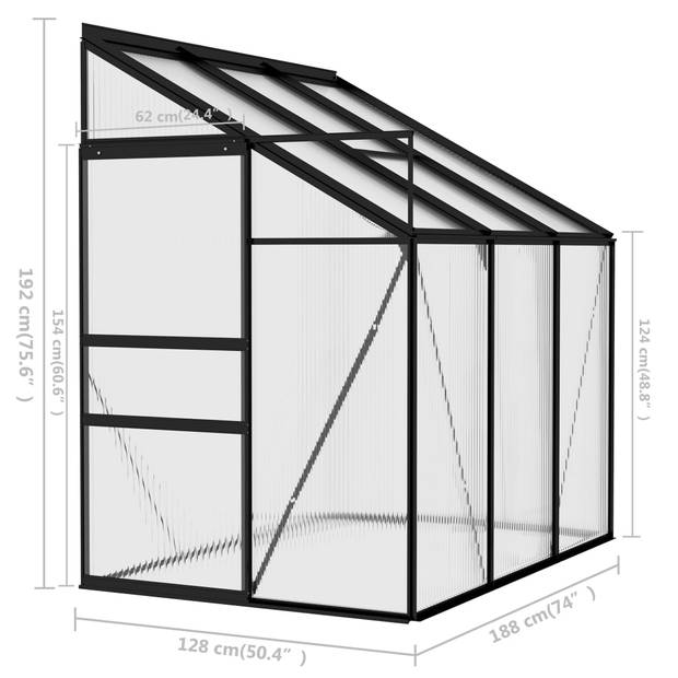The Living Store Kweekkas - 128 x 188 x 124/192 cm - Aluminium/PC - 2.41 m²