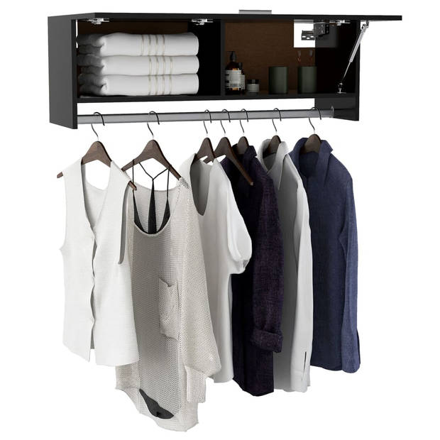 The Living Store Compacte garderobe - Zwart - 100 x 32.5 x 35 cm - Stevige constructie