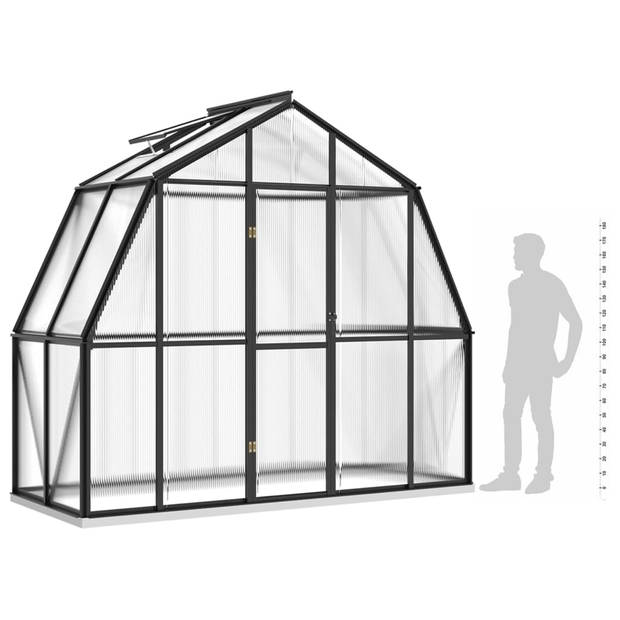 The Living Store Kweekkas - Aluminium - 282x118x243 cm - UV-bestendig polycarbonaat