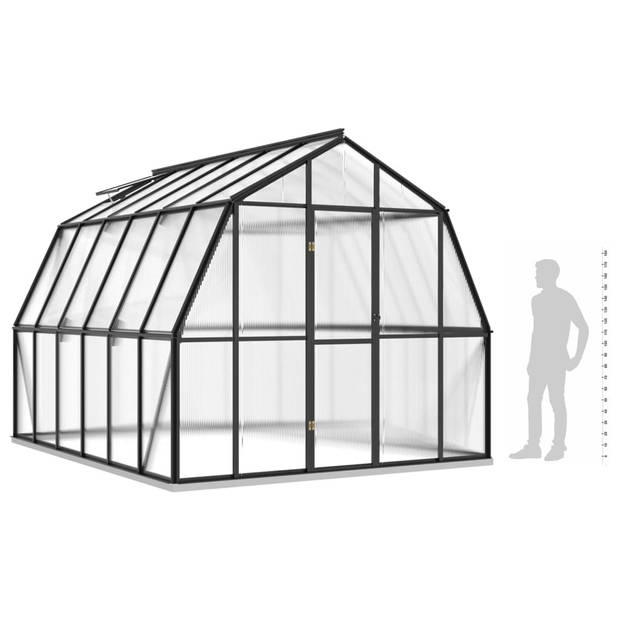 The Living Store Kweekkas Polycarbonaat - 282 x 338 x 243 cm - Antraciet