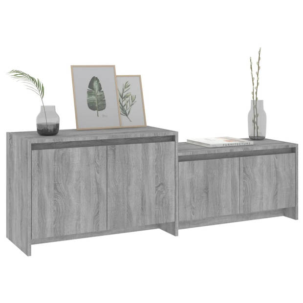 vidaXL Tv-meubel 146,5x35x50 cm bewerkt hout grijs sonoma eikenkleurig