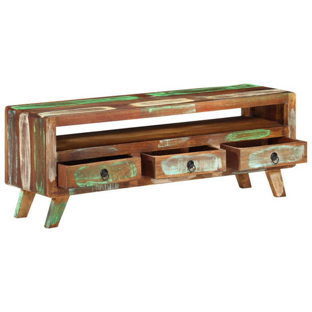 The Living Store Televisiemeubel - Gerecycled hout - Meerkleurig - 110 x 30 x 40 cm