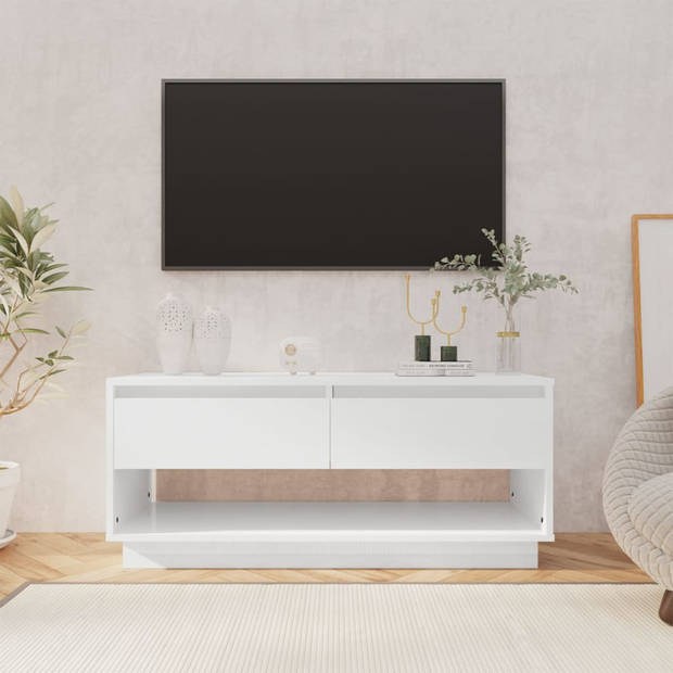 vidaXL Tv-meubel 102x41x44 bewerkt hout hoogglans wit